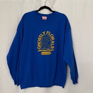 LONELY GHOST Blue and Yellow Crewneck Sweater